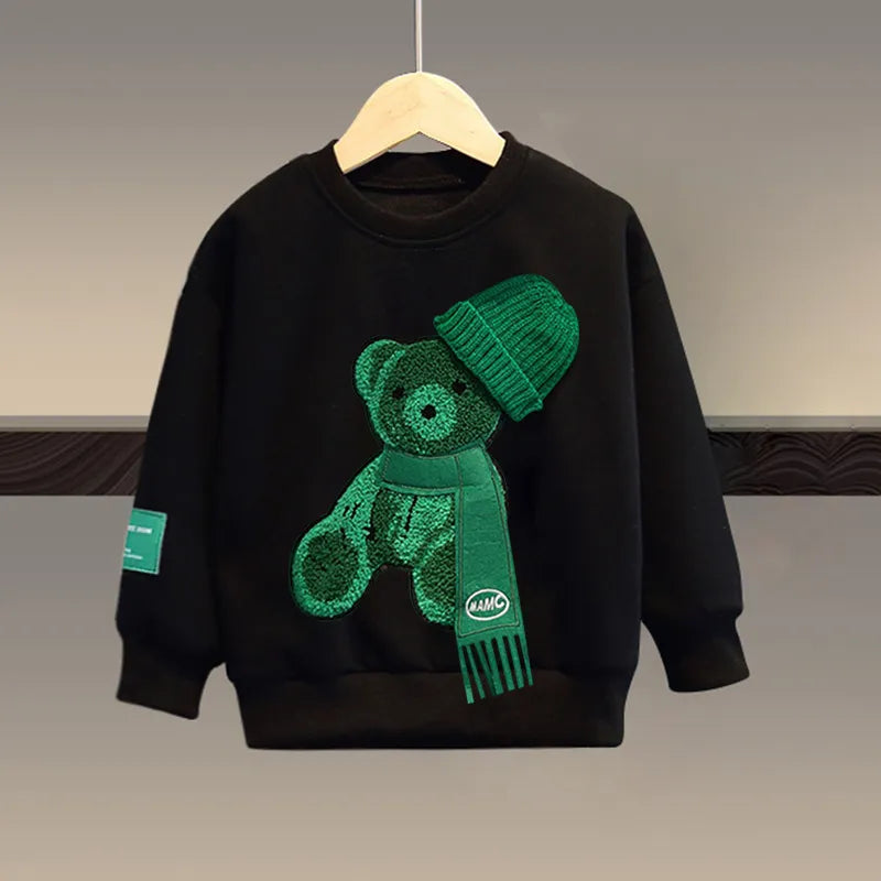 Kids Cartoon Bear Design Sweatshirt and Pant Tracksuit Set childrensterritory