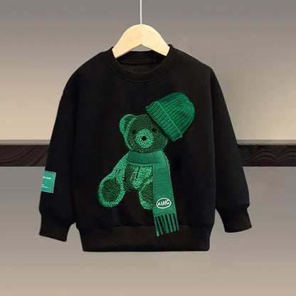 Kids Cartoon Bear Design Sweatshirt and Pant Tracksuit Set childrensterritory
