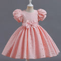 Toddler Girl's Solid Color Bow Design Evening Performance Dresses childrensterritory