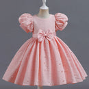Toddler Girl's Solid Color Bow Design Evening Performance Dresses childrensterritory