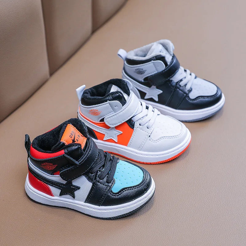 Star Pattern Colorful Plush Warm Kids Cotton Sneakers childrensterritory
