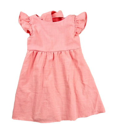 Bow Design Cotton Linen Dress For Toddler Girls childrensterritory