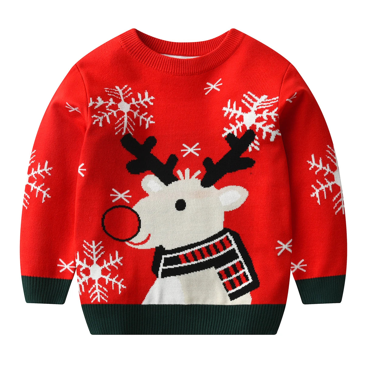 Kids’ Warm Long-Sleeve Sweater with Christmas Print