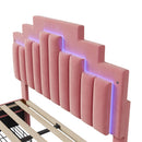 Full-size Platform Bed with Upholstery, Four Drawers, and LED Lights childrensterritory