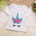Unicorn Floral Cartoon Printed Girls Summer Tees childrensterritory