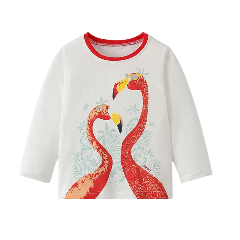 Full-Sleeve Animal Print Cotton T-Shirts For Girls