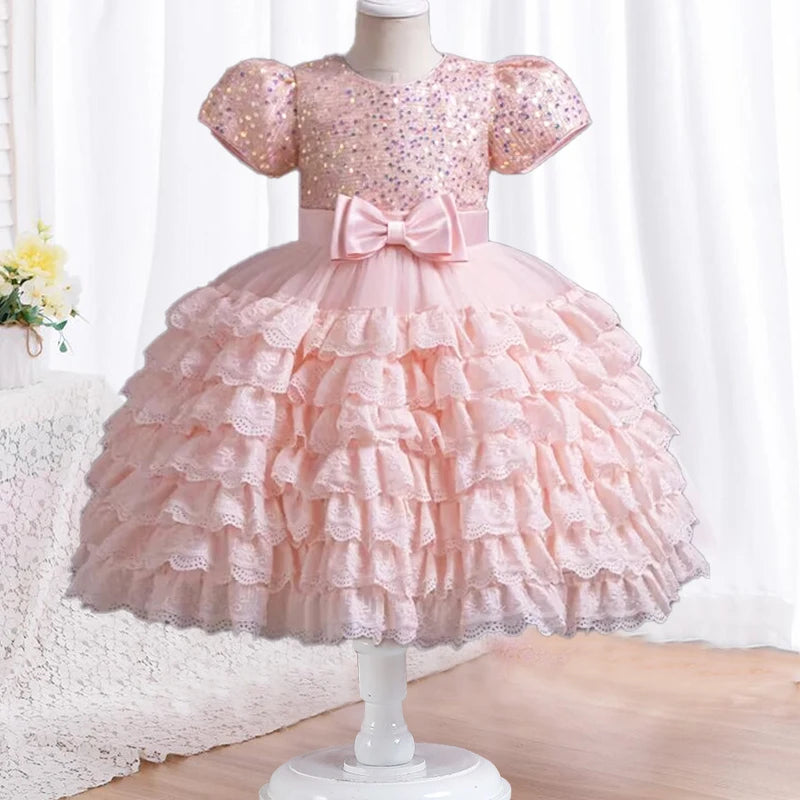 Stylish Shining Tiered Tulle Cosplay Party Dresses for Girls childrensterritory