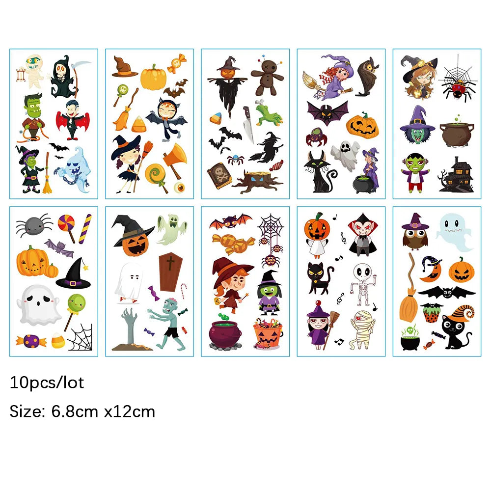 Cute Funny 10Pcs Luminous Halloween Tattoo Stickers childrensterritory