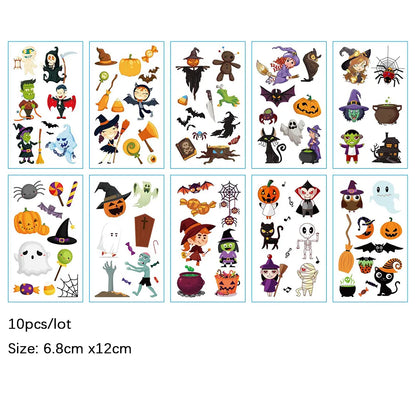 Cute Funny 10Pcs Luminous Halloween Tattoo Stickers childrensterritory