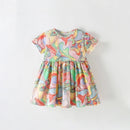 Kids Girls Cartoon Print Cotton Summer A-LINE Dresses