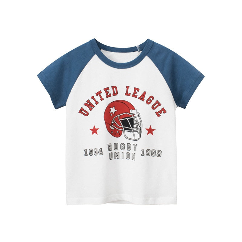 Cartoon Letter Printed Kids Boys Girls Loose Summer Cotton Top childrensterritory