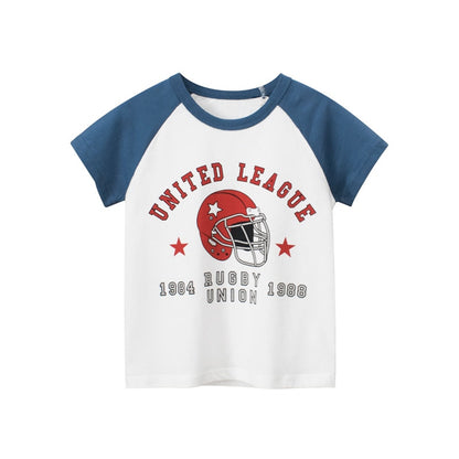 Cartoon Letter Printed Kids Boys Girls Loose Summer Cotton Top childrensterritory