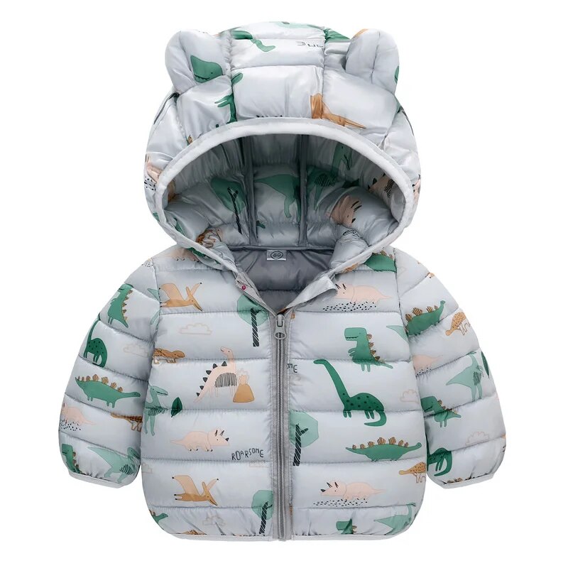 1-5Yrs Kids Boys Girls Dinosaur Print Hooded Jackets childrensterritory
