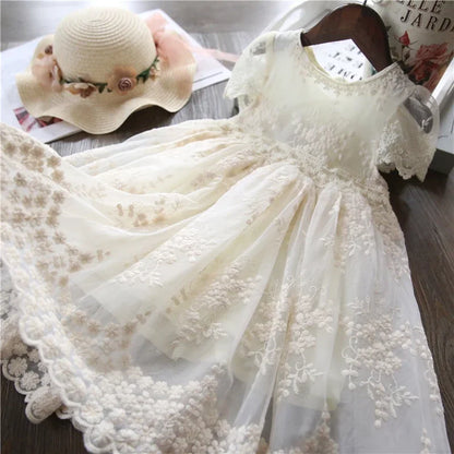 Kids Girls Lace Flower Design Birthday, Wedding Dresses childrensterritory