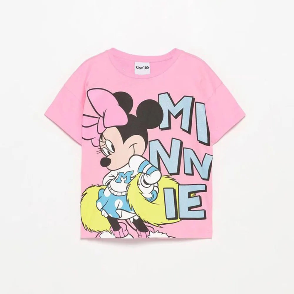 Half-Sleeves Cartoon Print Girls Cotton T-Shirts