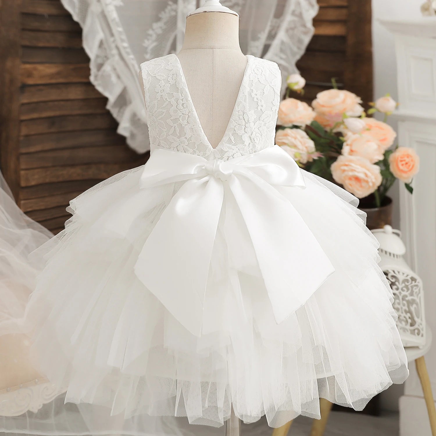 Baby/Kids Girls Bow Design Tulle Prom/Birthday Party Dresses