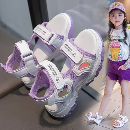 Kids Girls Letter Print Design Non-slip Princess Beach Sandals