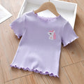 Kids Girls Ruffle Sleeves Cartoon Printed Tops
