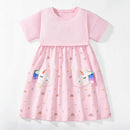 Little Girls Unicorns Embroidered Casual Summer Dress childrensterritory