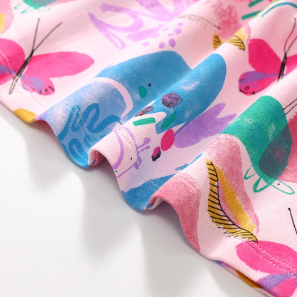 Rainbow Print Round Neck Soft Dresses For Girls childrensterritory