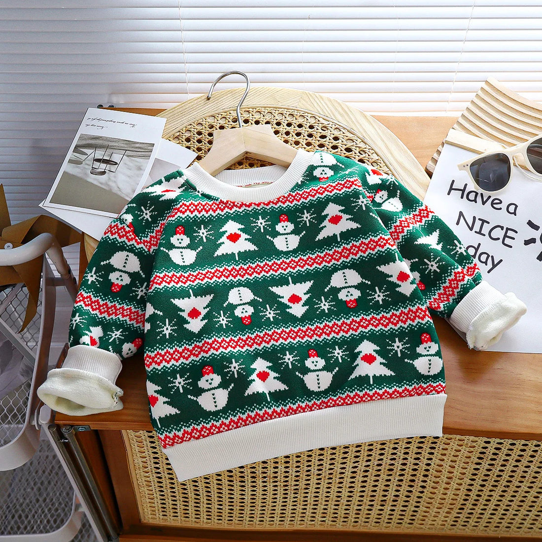 Plush Velvet Printed Casual Christmas Sweatshirts for Kids childrensterritory