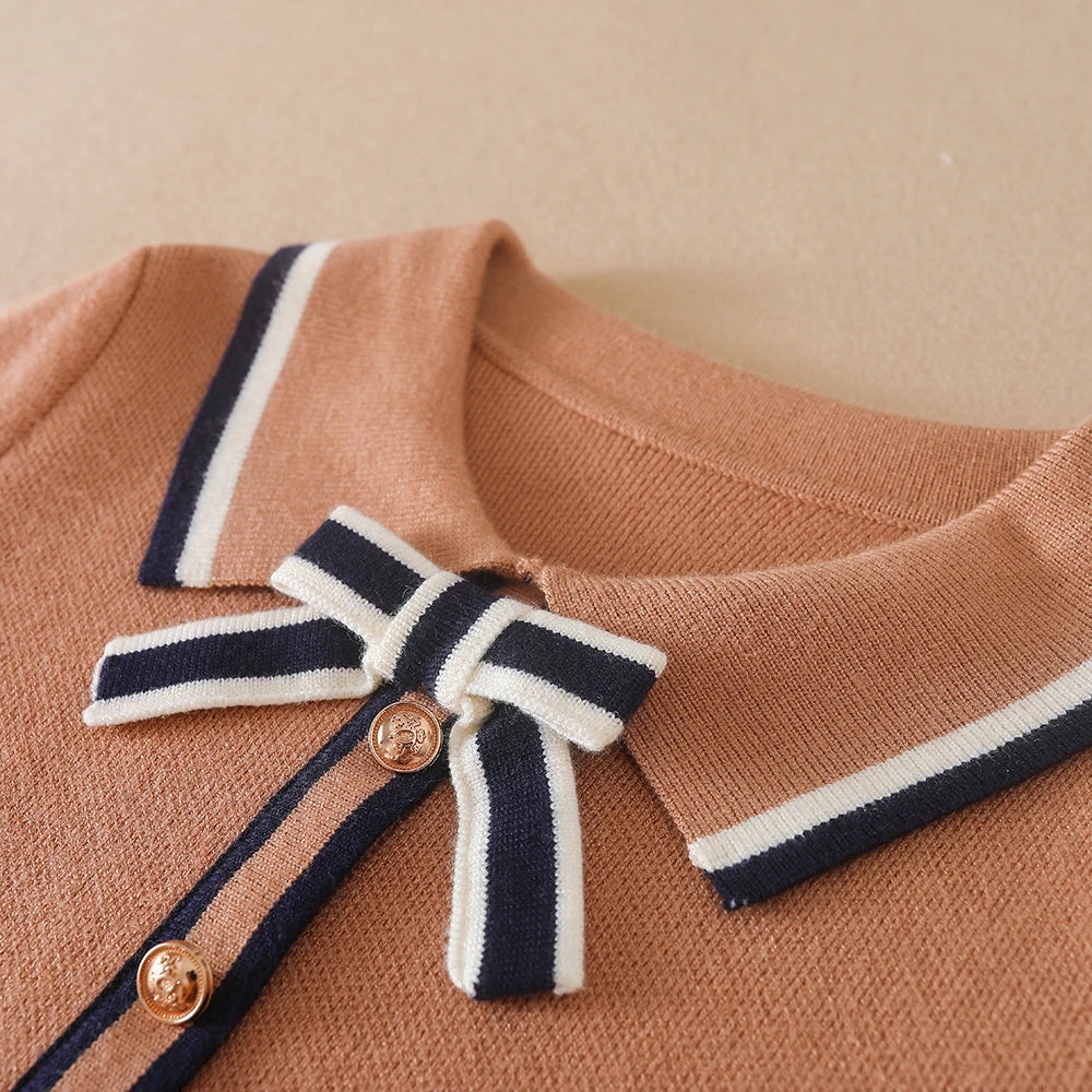 Girls' Long-Sleeved Collar Design Warm Dresses