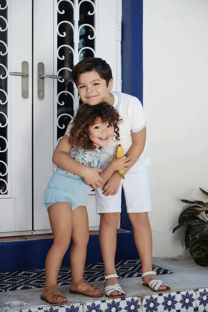 Sister and Brother Matching Cotton Floral and Knitted Clothes Set childrensterritory