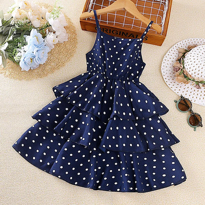 Kids Girls Polka Dot Stylish Summer Holiday Dresses childrensterritory