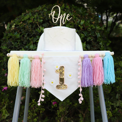 Handmade Wooden Bead Tassel Garland Prop for First Birthday childrensterritory