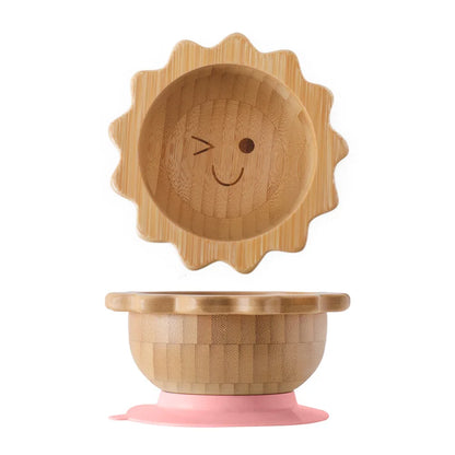 Baby Wooden Tableware Set with Silicone Suction Handle childrensterritory
