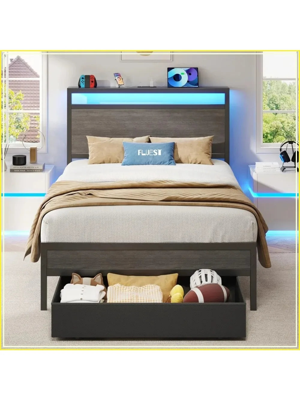 Space-Saving Kids Full Corner Bed Frame with Smart Design
