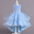 Sleeveless Sequins Design Kids Girls Party Trailing Dresses childrensterritory
