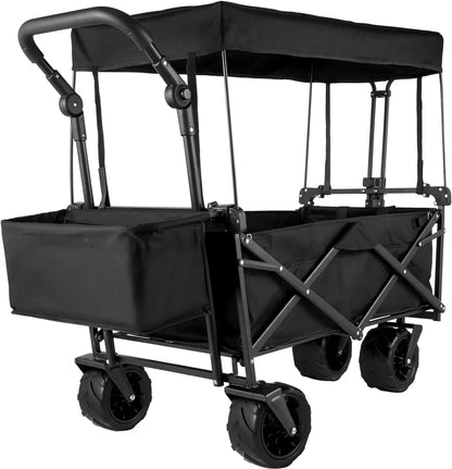 Collapsible Garden Cart with Canopy and Wheels childrensterritory