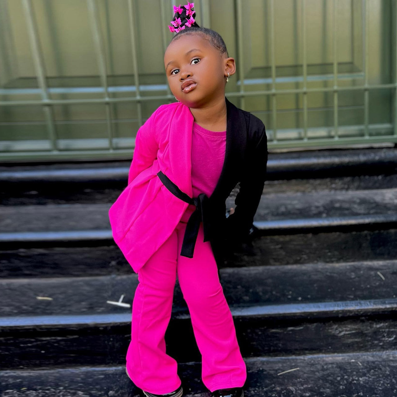 Kids Girls Colorblock Blazer + Pants Fashion Clothes Sets childrensterritory
