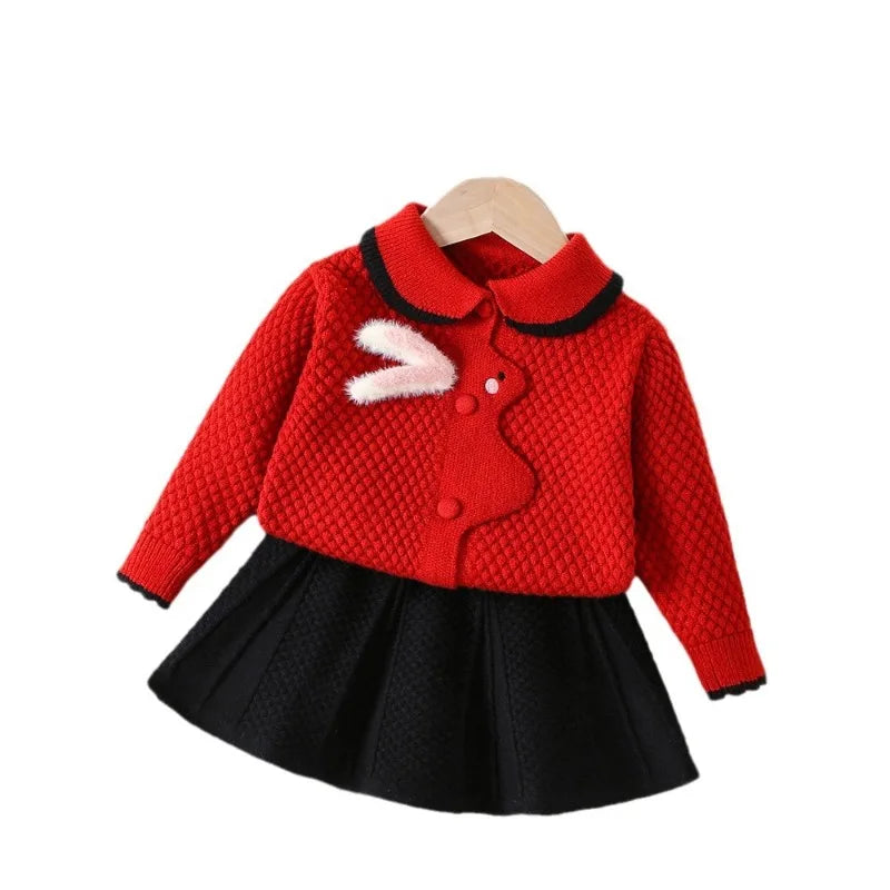 Girls’ Cartoon Design Elegant Winter Dresses
