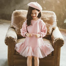 Little Girls Petal Sleeves Pink Sweater Dress childrensterritory