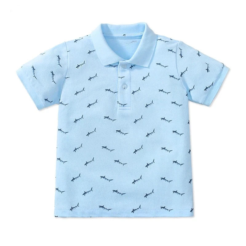 Kids Boys Cartoon Sharks Print Casual Summer T-Shirts childrensterritory