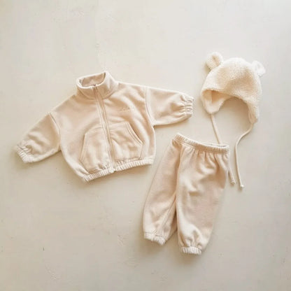 Turtleneck 2pcs Floral Print Thick Warm Baby Clothing Set childrensterritory