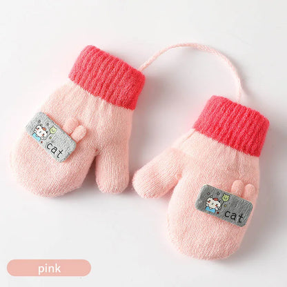 Cartoon Design Knitted Warm Gloves for Baby/Kids