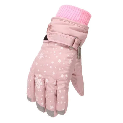 Kids Girls Thicken Warm Waterproof Skiing Gloves
