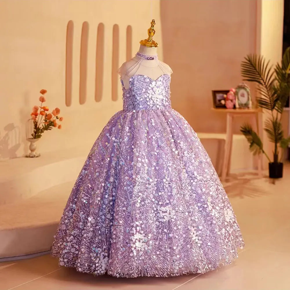 Gorgeous Sparkling Beading Girls Wedding Birthday Party Dress