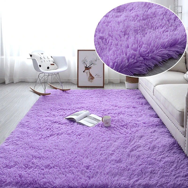 Soft Furry Rainbow Rugs for Kids Bedroom Decor