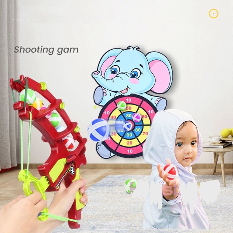 Kids Animal Design Sticky Ball Bow Target Dartboard Toy Set childrensterritory