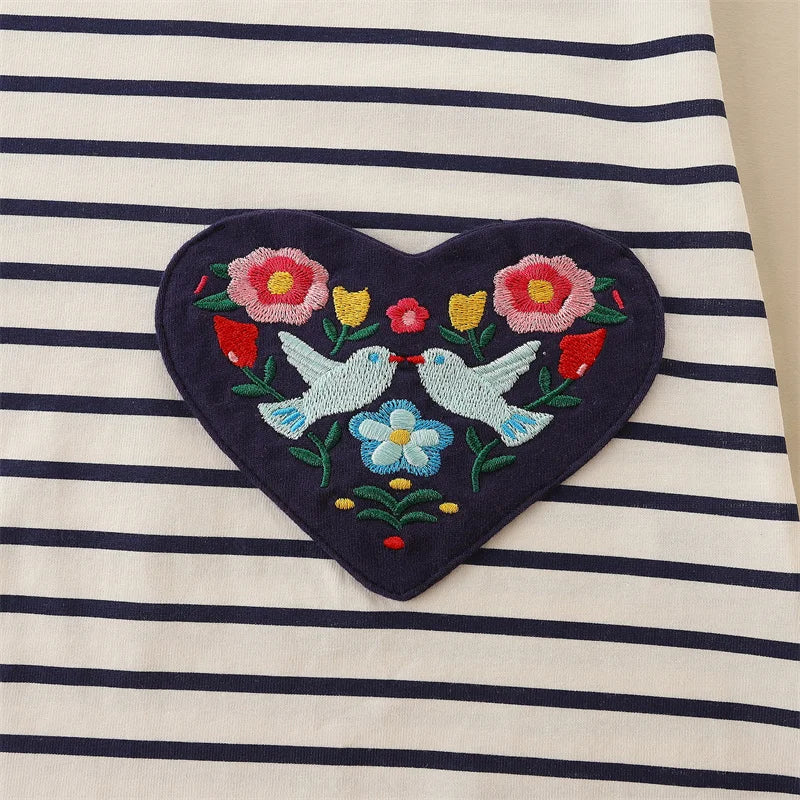 Kids Girls Floral and Striped Print Full Length Dresses childrensterritory