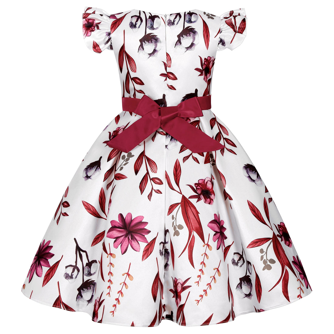 Little Girls Flying Sleeve Floral Birthday Party Dresses childrensterritory