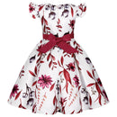 Little Girls Flying Sleeve Floral Birthday Party Dresses childrensterritory