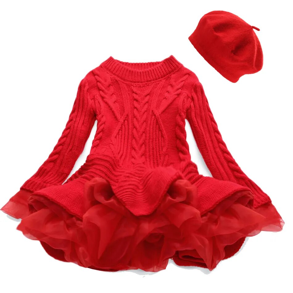 Kids Girls Ruffle Long Sleeve Warm Princess Dresses childrensterritory