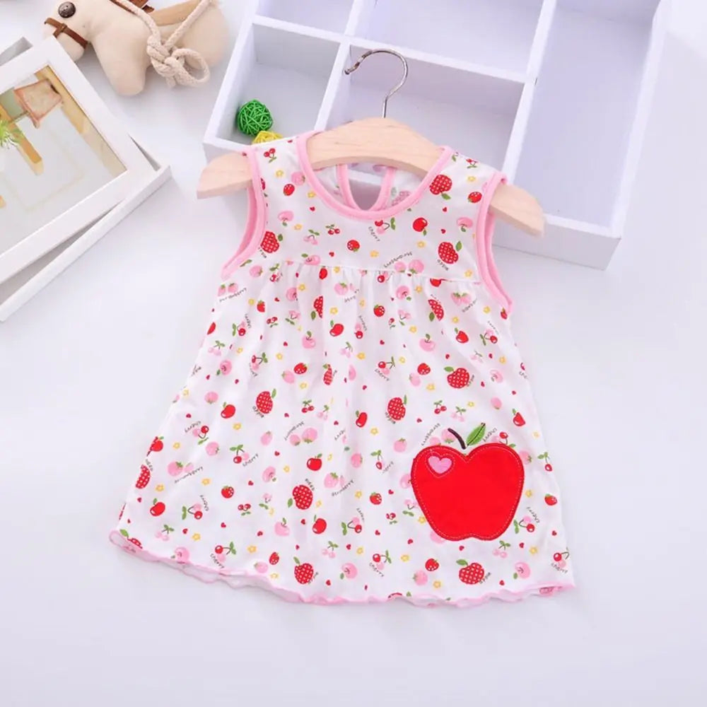 Baby Girl Soft Cotton Printed Summer Romper Dresses