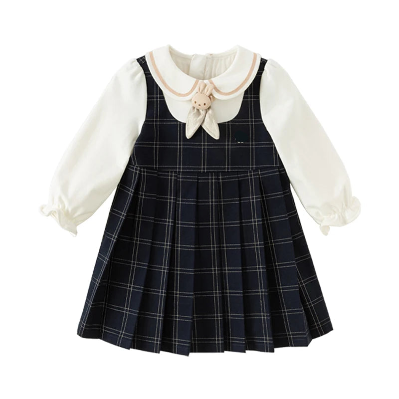 Cute Academic-Style Kids Girls Autumn Princess Dress