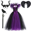 Kids Girls Demon Queen Maleficent Halloween Costume